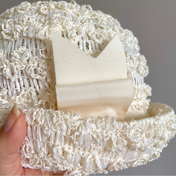 Vintage 60s Popcorn Textured Summer Straw Hat 🇨🇦 - Picture 8 of 10